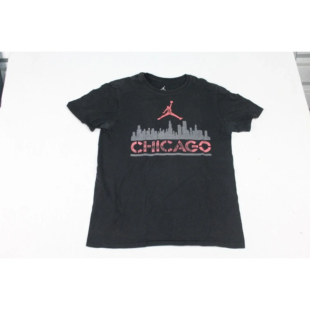 Jordan Men Black Shirt Chicago Jumpman Logo Short Sleeve Size Medium